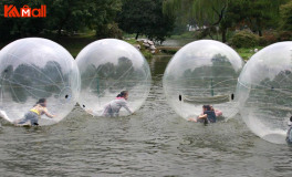 thrilling zorb ball rolling on snow